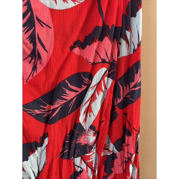 Express Women’s Red Leaf Print Wrap Skirt Size Medium NWT Flowing Midi Skirt - Picture 3 of 7